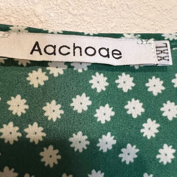 Aachoae Green Polka Dot Ruffle Dress. Ruffled short sleeve wrap dress Size XXL - Picture 5 of 7